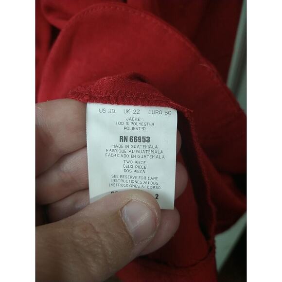 Leslie Fay Woman 20WP Shacket With Scarf Professional Career Red Collared Button - Picture 6 of 10